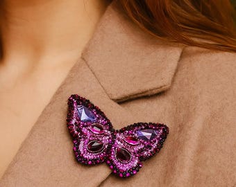 Beaded Butterfly Brooch Kit, DIY Bead Embroidery Jewelry Making Set, Monarch Butterfly Craft Kit, Handmade Gift for Her, Christmas Gift
