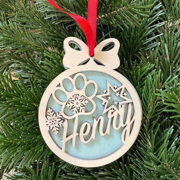 Personalized Christmas tree toy Small paw with the name of a pet