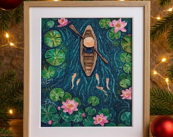 Kit de punto de cruz de barco, divertido kit de punto de cruz contado, kit de bordado de naturaleza DIY para principiantes, kit de manualidades para adultos, regalo de Navidad