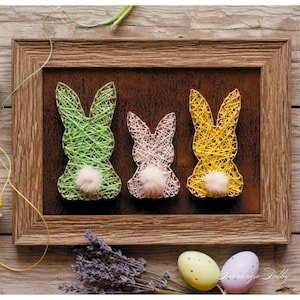Bunny String Art Kit DIY nagel en draad knutselen konijn decor cadeau-idee voor Pasen