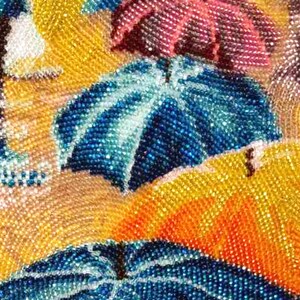 Bead Embroidery Kit, Umbrella Wall Art, Beadwork Kit on Satin, DIY Beaded Picture, Craft Kit for Adults, Christmas gift, 3D Embroidery image 5