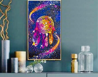 Bead Embroidery Kit "Sweet Dreams": Handcrafted Dreamcatcher Amulet with Beading Patterns, Perfect Gift Fot Her and Home Decor