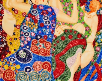 Perlenstickerei Kit, Bastelset für Erwachsene, Klimt Perlenstickerei auf Satin, Nadelspitzen Perlenset, Bead Weave Kit, Bild von Perlen