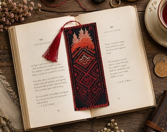 Cross Stitch Bookmark Kit, Mountain Folk Bookmark, Nordic Reading Accessory, Geometric Folk Pattern, Scandinavian Design, Book Lover Gift