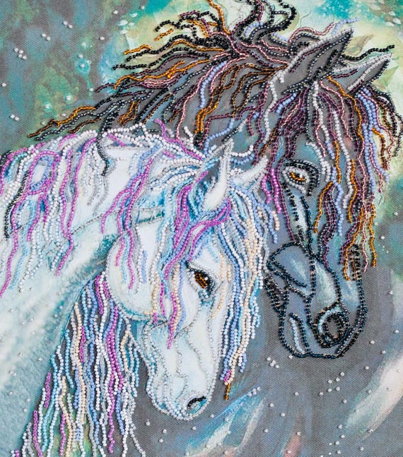 ビーズ刺繍キット、馬の刺繍、馬のアート、ビーズ絵画、刺繍絵画、3D