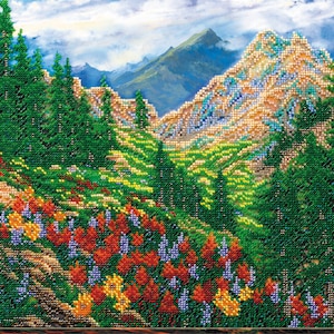Bead Embroidery Kit, Forest Beaded Art, DIY Craft Kit for Adults, Hand Embroidery, 3D Beadwork, Easy Picture of Beads, Christmas Gift