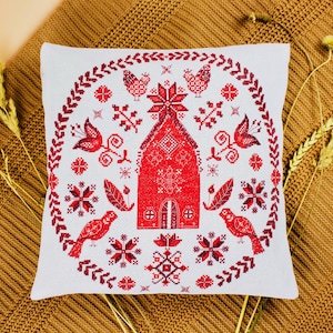 Kreuzstich Kit &quot;&quot;Cozy&quot;&quot;, Stickerei Kissenbezug, DIY Kissen Kit, Besticktes Kissen, Individueller Sofa Kissenbezug, Bastelpackung für Erwachsene.&quot;
