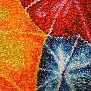 Bead Embroidery Kit, Umbrella Wall Art, Beadwork Kit on Satin, DIY Beaded Picture, Craft Kit for Adults, Christmas gift, 3D Embroidery image 6