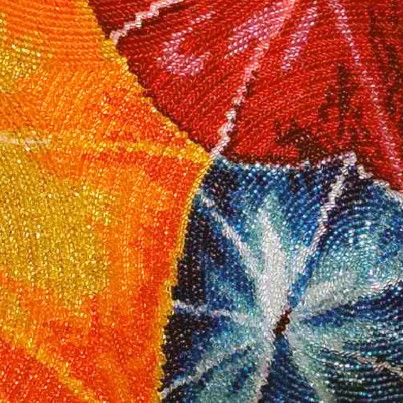 Bead Embroidery Kit, Umbrella Wall Art, Beadwork Kit on Satin, DIY Beaded Picture, Craft Kit for Adults, Christmas gift, 3D Embroidery image 6