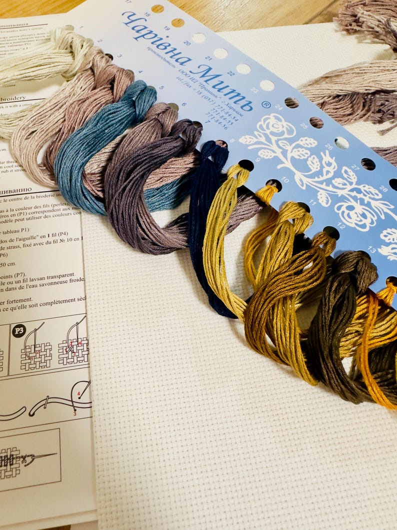 Beaded embroidery owl design, counted cross stitch kit with rhinestone chain and premium materials.