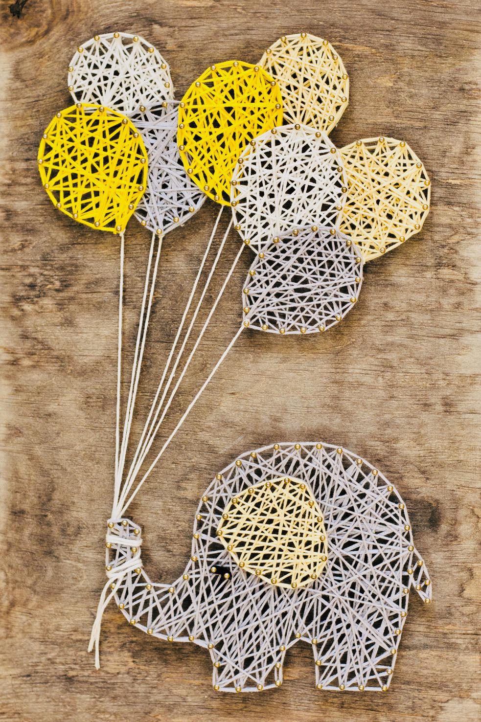 String Art Elefant Aus Holz – 20x30 Cm Bastelset Mit Garn Und Nägeln, Kreative Wanddekoration Zum Selbermachen