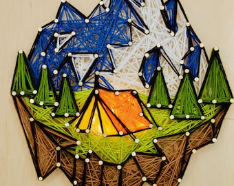 Mountain String Art Kit For Adults – Relaxing DIY Craft Set, Create Modern Wall Art With Nails And Threads, Handmade Home Decor Gift Idea