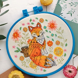 Cross Stitch Kit "Foxy":Exquisite Fox Needlepoint and Cross Stitch Pattern, Ideal Animal Craft Kit and Fancywork DIY Gift for Her
