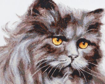 Cat Cross Stitch Kit, Funny Cross Stitch Design, DIY Needlework Kit for Adults, Counted Cross Stitch Art, Handmade Cat Embroidery Gift