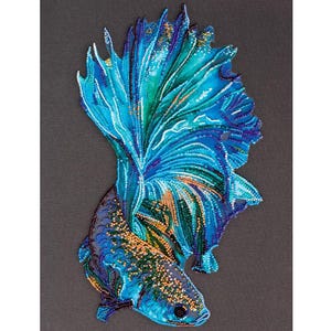 Beaded Fish Embroidery Kit, Abris Art 3D Needlepoint, DIY Craft