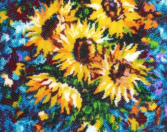 Sunflowers Bead Embroidery Kit, Beaded Flowers DIY Craft Kit for Adults, Beginner-Friendly Beading Set, Mother’s Day Gift, Home Decor