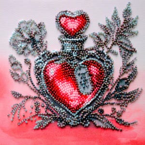 Bead Embroidery Kit, 3D DIY Embroidery Craft Kit for Adults, Beaded Painting for Beginners, Home Wall Decor, Handmade Mother’s Day Gift
