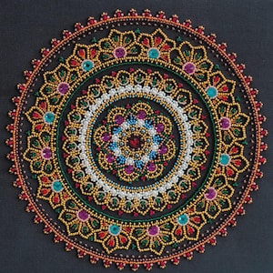 Kit de Bordado com Miçangas "Mandala": Mandalas, Chakras e Desenhos Espirituais - Decoração Criativa para Parede e Presente Perfeito para Ela