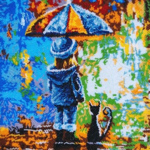 Bead embroidery kit, beaded umbrella, craft kit for adults, mothers day gift, modern embroidery, needlepoint kit, DIY embroidery kit