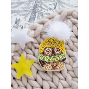 DIY Schmuckherstellung Kit ""Eule Kuzya"" – Perlen Stickerei Set zum Basteln von Eulen Broschen und handgemachten Perlen Schmuck Zubehör,Abris Art."