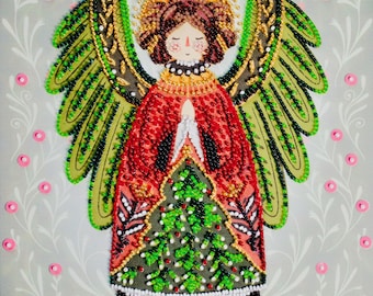 Angel Bead Embroidery Kit, DIY Guardian Angel Beading Craft, 3D Needlework Set For Adults, Easy Christmas Embroidery, Handmade Gift Idea