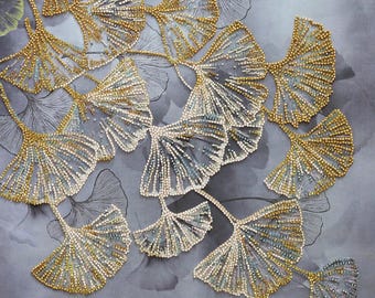 Ginkgo Biloba Bead Embroidery Kit, Botanical Art DIY