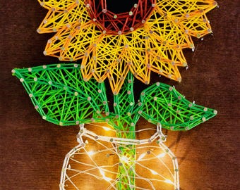 Kit per l'arte con fili di girasole - Lavoretto fai da te per adulti, arte floreale da parete fatta a mano, hobby creativo rilassante, idea regalo per decorazioni estive luminose per la casa