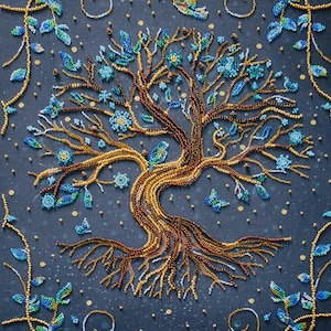 Bead Embroidery Kit &quot;Where the Fairytale Lives&quot; - DIY Modern Embroidery, perfect for home wall décor and a gift for her, Abris Art