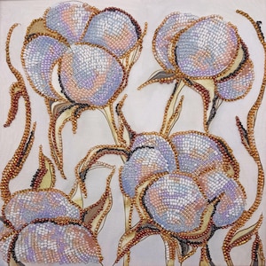 Bead Embroidery Kit Beaded Flowers, DIY Beaded Painting Home Decor, Hand Embroidery Beadwork Set, Picture Of Beads Craft Kit For Adults