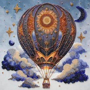 Hot Air Balloon Bead Embroidery Kit, DIY Needlework Craft