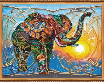 Perlenstickerei Kit, Elefant Perlenstickerei, Tier Leinwand Stickerei, Perlen Malerei, Perlenarbeit Set, Nadelspitzen Kits, Kreatives Weihnachtsgeschenk