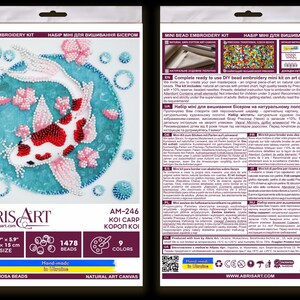 Perlenstickerei Koi Fisch, Perlenstickerei, Nadelspitze Kits, Anfänger Kit, Perlen Kit, Koi Malerei, handgemachtes Geschenk Bild 6