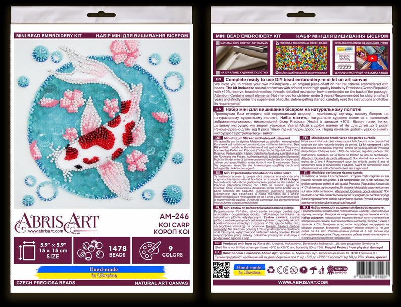 Perlenstickerei Koi Fisch, Perlenstickerei, Nadelspitze Kits, Anfänger Kit, Perlen Kit, Koi Malerei, handgemachtes Geschenk Bild 6