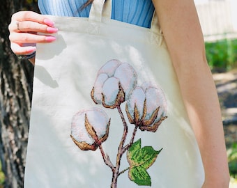 Cross Stitch Kit Tote Bag Embroidery, Shopper Bag Needlepoint Kits, DIY Craft Kit For Adults, Hand Embroidery, Handmade Bag