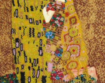 Perlenstickerei Kit Klimt Stickerei, Bastelset für Erwachsene, 3D Perlenstickerei Set auf Satin, Nadelspitzen Kit, Perlenweben Kit