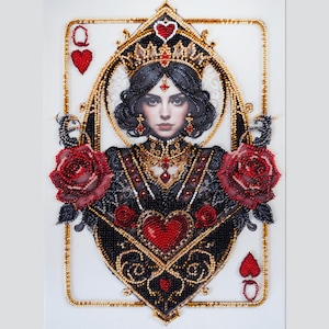 Kit de broderie de perles Reine de coeur, broderie de perles bricolage, broderie reine, reine de perles bricolage, kit d'art en perles pour adultes, cadeau pour elle