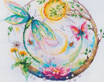 Butterfly Garden Cross Stitch Kit, Abris Art DIY Embroidery
