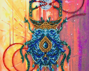 3D Perlenstickerei Kit, DIY Ornament Set, Perlenstickerei Handwerk Kit für Erwachsene, Handstickerei Perlenkunst, handgemachte Weihnachtsgeschenkidee