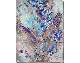 Bead Embroidery Kit Owl Wall Art, Large Preciosa Beads DIY Kit, Artistic Needlework Decor