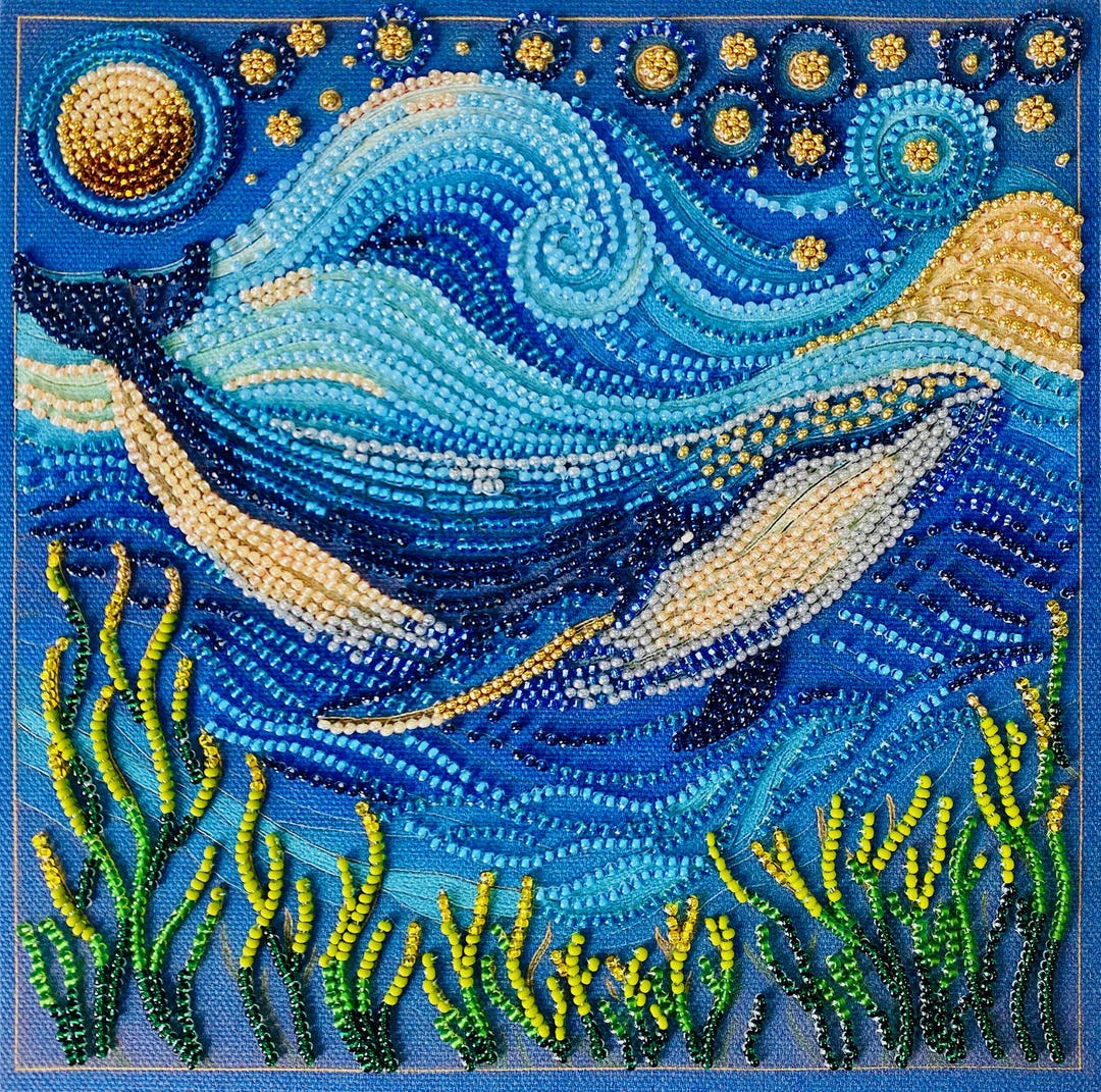 Ocean Bead Embroidery Kit, DIY Beading Craft Set for Adults, 3D Hand ...