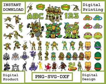 Ninja Turtles Png Svg Clip Arts Bundel, alfabet Png Svg, Ninja Turtles svg gesneden bestanden voor Cricut / Silhouette, Ninja Turtles Png, Ninja Png