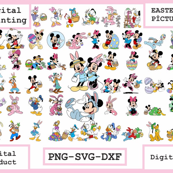 Mickey Easter png svg bundle, Easter svg cut files for Cricut / Silhouette, Mickey svg, Easter png, png, dxf,Mickey and Frienda Easter