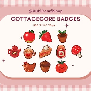 Cute Cottagecore Badges for Twitch & Discord / 11 Tiers of Cute Badges / Twitch bits