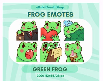 7 Cute Frog Emotes Pack for Twitch and Discord, Frog Twitch Emotes, Kawaii Emotes, Green Twitch Emotes