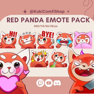 9 Adorable Red Panda Emotes Set for Twitch / Youtube / Discord / Cute Kawaii Emoji Emote Pack