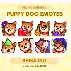 8 Cute Shiba Inu Emotes Pack for Twitch and Discord, Dog Twitch Emotes, Kawaii Emotes, Orange Puppy Twitch Emotes