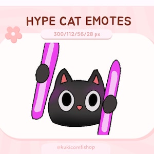 Cute Animated Twitch Emote - Cat Hype, Funny Chibi Cat, Comes in Orange, Brown, Black, and White Versions