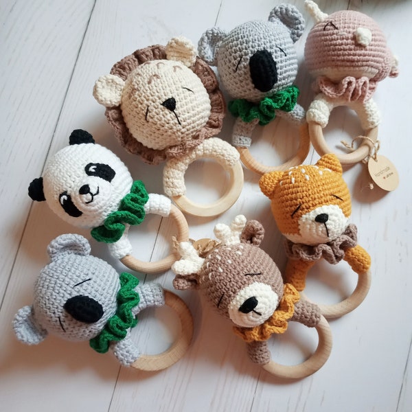 High quality, handmade, crotchet, animal rattle