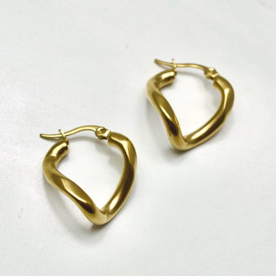 18K Gold Plated Twist Hoop Earrings – Organic Sculptural  display picture 2