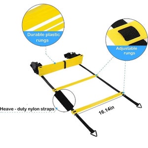 6M 12 échelons vitesse agilité ensemble d'entraînement cônes de terrain résistance parachute jeu de jambes Sport football football équipement d'entraînement image 5